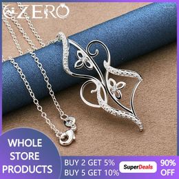 Pendants 925 Sterling Silver 18-30 Inch Chain Retro Stereoscopic Flower Zircon Pendant Necklace For Women Wedding Party Charms Jewellery