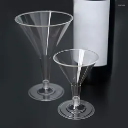 Disposable Cups Straws 6pcs Plastic Cup Ice Cream Pudding Juice Champagne Flutes Red Wine Cocktail Dessert For Bar Party Wedding