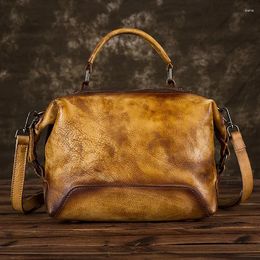 Evening Bags Women Tote Genuine Leather Bag Shoulder Handbag Vintage Cowhide Brush Colour Multi-Capacity Messenger Top Handle Cross Body