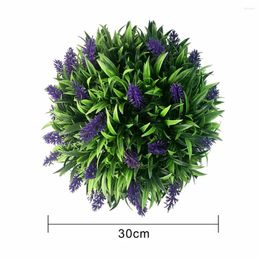 Decorative Flowers Decor Fake Plant Home Artificial Lavender Topiary Ball Flower Hanging Basket Room Plants For Decoration.