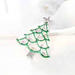 Party Decoration FEIS Fashion Christmas Tree Brooch Pins Drop Oil Star Siliver-color Enamel Brooches Kids Ornaments Gift