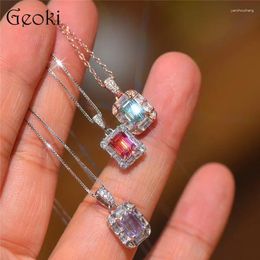 Pendants Silver 925 Original 1 Ct Blue Purple Emerald Cut Diamond Test Past Red Moissanite Pendant Necklace Rose Gold Gemstone Jewellery