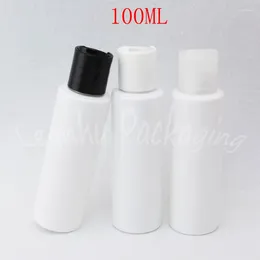 Storage Bottles 100ML White Plastic Bottle Disc Top Cap 100CC Lotion / Shampoo Packaging Empty Cosmetic Container