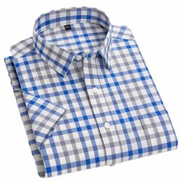 men's Casual Plaid Shirt Comfortable Special Design Short Sleeve Shirts High Quality 100% Cott Easy-care Smart Shirts 55TG#