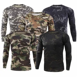 men's Clothing Autumn Spring Lg Sleeve Tactical Camoue T-shirt Quick Dry Military US Army Combat Shirts R24J#