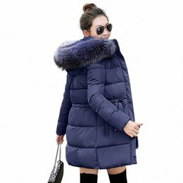 winter down coat women jacket 2021 fur collar thicken jacket famale m coats slim hooded jacket women autumn lg parkas u48S#