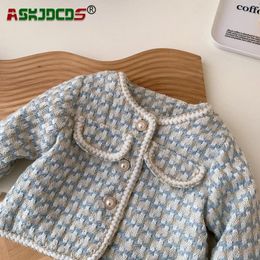 Jackets 2024 In Outwear Jacket 6M-5Y Autumn Kids Baby Girls Full Sleeve Plaid Single-breasted Top Coat Children Cute Lacing