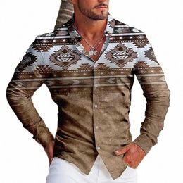 men's patterned autumn shirts casual men's lg sleeved shirt outdoor persality men's tops street loose clothing l2lB#