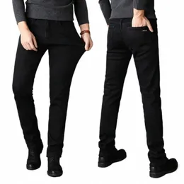 201 Black Men Jeans Elastic Slim Fit Small Foot Jeans Trendy Lg Pants Suitable Young People Casual Cott Material Z12b#