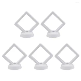 Frames 5PCS Display Box 3D Floating Frame Holder Stand Clear Ring Coin Case Pendant Jewelry Presentation