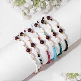 Beaded Strand Trendy Natural Stone Tourmalines Spinels Beads Bracelets Adjustable Gold Colour Chain Women Men Handmade Jewellery Gifts Dr Otylq