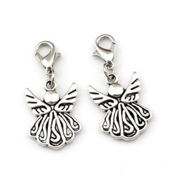 100pcs Antique Silver Angel Wing Lobster Clasps Charm Pendants For Jewellery Making Bracelet Necklace DIY Accessories 15x35 5mm A-49299z