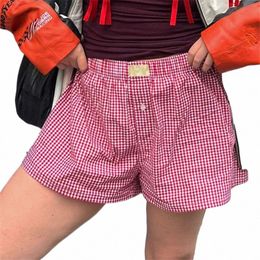 women's Y2k Pyjamas Shorts Cute Plaid Pj Short Pants Flannel Lounge Sleep Shorts Bottoms Elastic Waist Baggy Boxers Tracksuit v3wI#