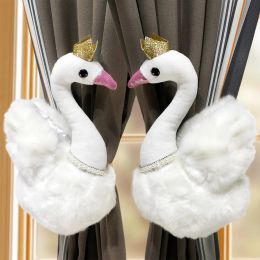 Accessories 2pcs Plush Swan Curtain Tieback Holder Hooks Tie Backs Children Room Decoration Accessories Holdback Curtain Straps