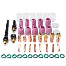 Boormachine 49pcs Tig Welding Torch Stubby Gas Lens for Wp17 Wp18 Wp26 Tig 10 Pyrex Glass Cup Spares Kit Durable Practical Accessories