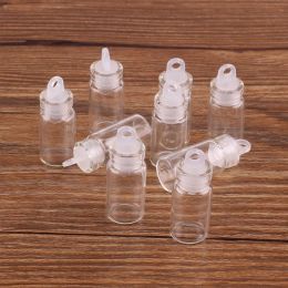 Jars 100pcs 11*22*6.5mm 1ml Mini Glass Wishing Bottles Tiny Jars Vials With Plastic Stopper