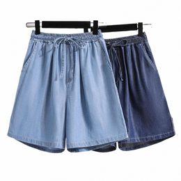 women Shorts Drawstring Wide Leg Shorts High Waist Elastic Waistband Pockets Solid Knee-Length Trousers Loose Fit Short Pants C5Xq#