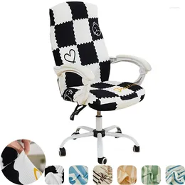 Chair Covers Geometric Printed Office Cover Dustproof Elastic Computer Rotating Chairs Slipcovers Stretch Armrest Seat Protector Study