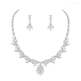 Necklace Earrings Set WEIMANJINGDIAN Brand Marquise Cluster Cubic Zirconia CZ Wedding And Earring Jewellery