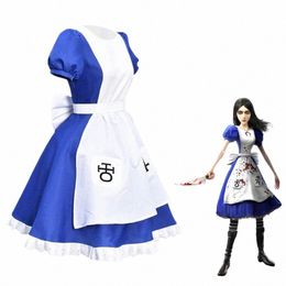 game Alice Madn Returns Cosplay Costume Halen Maid Dres Apr Dr and Socks Women Anime Girl Carnival Party Dr Up 13ov#