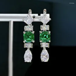 Stud Earrings Spring Qiaoer Vintage 925 Sterling Silver 8 8MM Asscher Cut Emerald Sapphire Gemstone Water Drop Jewellery Christmas Gift