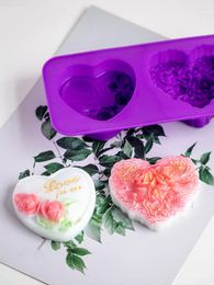 Baking Moulds Resin Molds For Jewelry 2-hole Heart Silicone Mold Flower 3d Handmade Soap Making Fondant Cake Chocolate