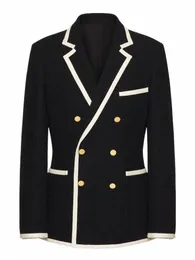 high Quality Black Blazer Men Fi Trend Simple Casual Busin Elite Gathering Best Man Suit Jacket Double Breasted Coat K2lm#