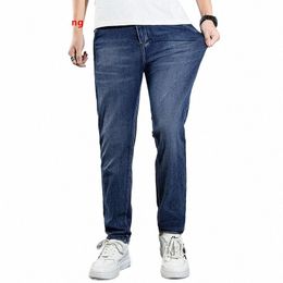 summer Jeans Tall Men Thin Extra Lg 115CM Fi Straight Blue Black Boys Stretched Denim Trousers Slim Fit Male Cowboy Pants O3VH#