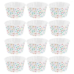 Disposable Cups Straws 100pcs Paper Ice Cream Cake Cup Dessert Bowls Party Supplies For Baking Wedding Birthday (Colorful)