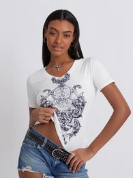 Women's T Shirts HzDazrl Women Y2k Baby Tees Crop Top Graphic Short Sleeve Cute Sexy Shirt Summer Slim Fairy Grunge E Girls Tee