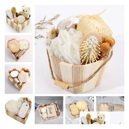 Bath Accessory Set Heart Shaped Cylindrical Bathroom Gift Box Shower Supplies Holiday Business Lt771 Drop Delivery Home Garden Accesso Dhhpk