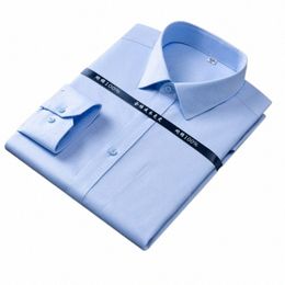 new High Quality 100% Cott Men Dr Lg Sleeve Shirt Solid Male Regular Fit Stripe Busin Social Shirt White S-8XL p9kz#
