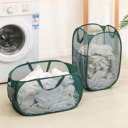 Laundry Bags Foldable Basket Mesh Cloth Large Capacity Toy Sundries Storage Hampers Bathroom Dirty Clothes Baskets Home Accessories