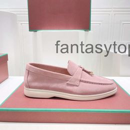 Loro Piano Flat l p Sanded Leather Top-quality Candy Color Loafers Luxury Designer New 2024 British Slip-on Mens Shoes Womens Shoes Couple Shoes Sizes 35-45 +box