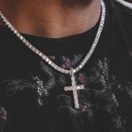 Pendant Necklaces Gothic Shiny Cubic Zirconia Cross Choker Necklace Gold Silver Colour Summer Beach Rhinestone Clavicle Chain Jewel292w