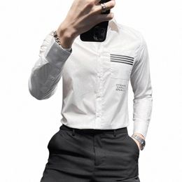 5xl Men White Dr Shirts Smart Casual Lg Sleeve Shirts Good Quality Men Slim Fit Shirts New Spring Male Black Dr O73W#