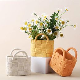 Vases Creative Ceramic Handbag Vase Simple Hydroponic Decoration Living Room Home Decor Nordic