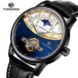 FORSINI 8179 Belt Business Fully Automatic Mechanical with Transparent Bottom Hollow Out Men's Watch