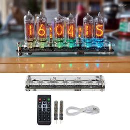 Table Clocks DIY 6-bit IN-14 Glow Tube Clock Module Nixie Audio Accessories USB 5V With Backlight Digital Plus 2 Small Lamp Tubes