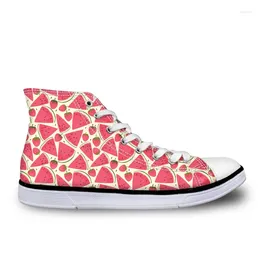 Casual Shoes Watermelon Fruits Print Women's Classic High-top Canvas For Girl Autumn Winter Ladies Vulcanised