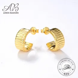 Stud Earrings Aneis Bagues Arrival 925 Sterling Silver With 18K Gold Plated Vintage Threaded C Word For Women Fine Jewelry