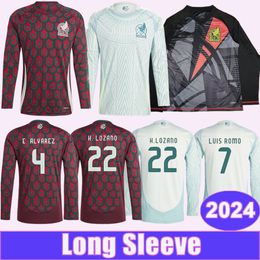 2024 Mexico Long Sleeves Soccer Jerseys G.OCHOA ARAUJO RODRIGUEZ E.SANCHEZ J.VASQUEZ J.SANCHEZ O.PINEDA Home Away Goalkeeper Football Shirts