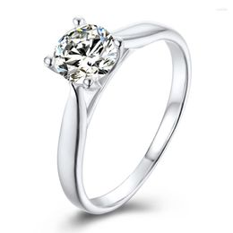 Cluster Rings ANZIW Four Prongs 925 Sterling Silver Moissanite Diamond 5mm Solitaire Round Wedding Engagement Women Jewelry2594