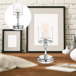 Candle Holders Windproof Holder Stick Decor For Table Vintage Ornaments Glass Tapered Candlestick Wedding