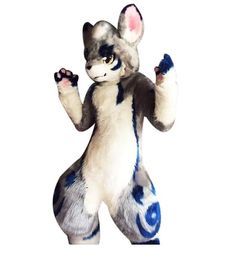 Walking Long Fur Husky Fox Mascot Costume Party Large Play Advertising Dress Furry Mascot Anime