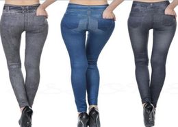 slim jeggings women leggings with real pockets 2016 New Faux jeans leggings Ladies fashion legging sport pants Trousers XXL9302200