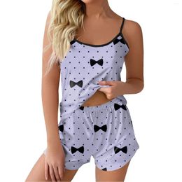 Home Clothing Sexy Women'S Pajama Sets Cartoon Pattern Pajamas Strap Sleeveless Cami Set Summer Comfort Female Pijamas Night Wear Suit