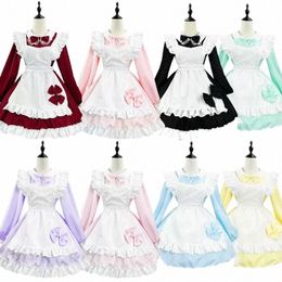 8 Color Anime Maid Costume Japanese Kawaii School Gift Party Dr Lg Sleeve Pink Princ Animati Show Maid Roleplay Outfit V4vk#