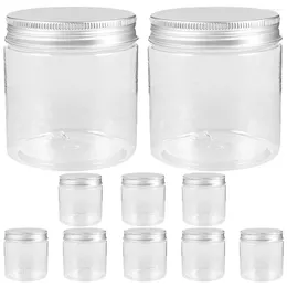 Storage Bottles 10 Pcs 250ml Mini Transparent Silver Aluminum Lid Mason Jar Set Small Plastic Container Sugar Scrub Jars Honey Pot