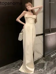 Party Dresses Topanoma Evening Women Sexy Bowknot Sleeveless Slim Backless Sweep Train Elegant Cocktail Dress Wedding Banquet